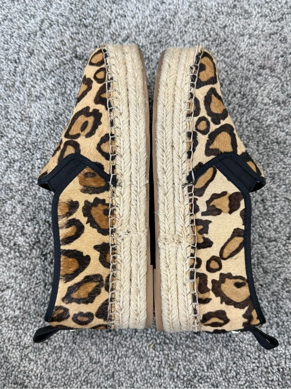 Sam Edelman Carrin Calf Hair Leopard Print Platform Espadrilles Women's US 7